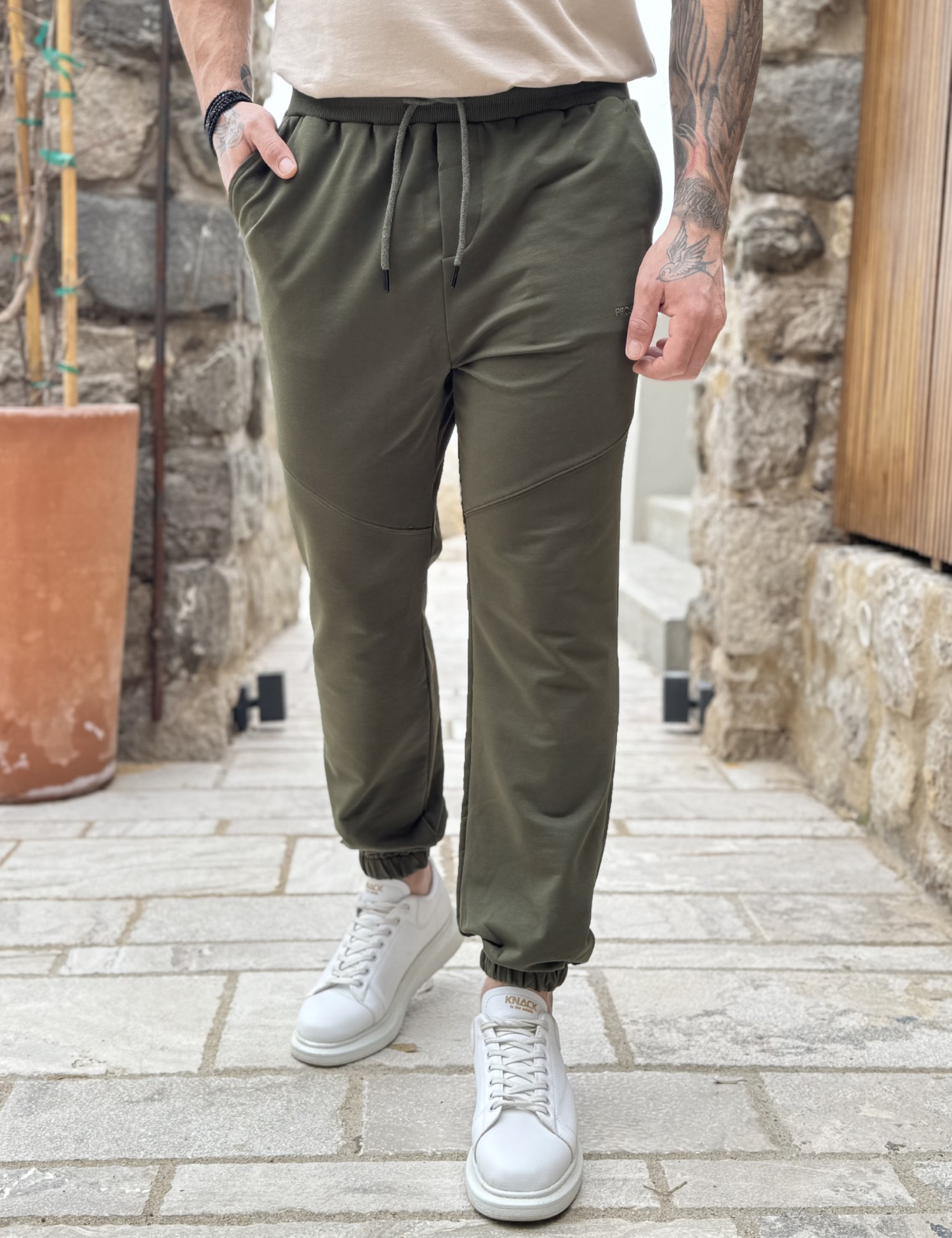 Ανδρική χακί αθλητική φόρμα με λάστιχο PR2630X φωτογραφία